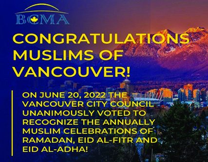 Commemorating Muslim Holidays in Vancouver