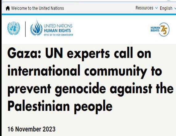Gaza: UN experts call on international community to prevent genocide against the Palestinian people